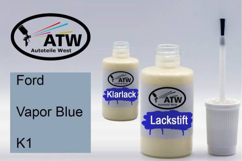 Ford, Vapor Blue, K1: 20ml Lackstift + 20ml Klarlack - Set, von ATW Autoteile West.